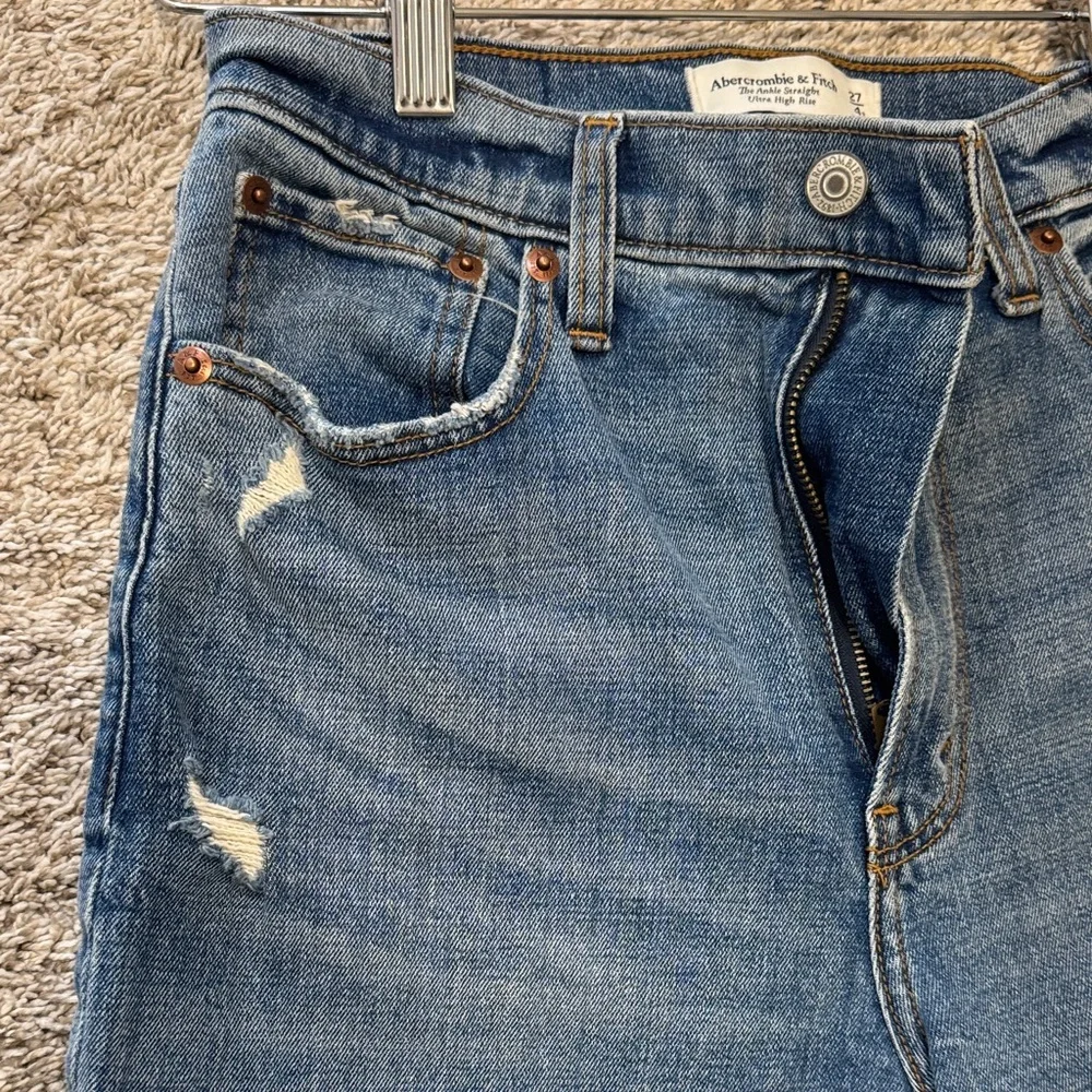 Abercrombie & Fitch Blue Distressed Straight Leg Jeans - Picture 4 of 15